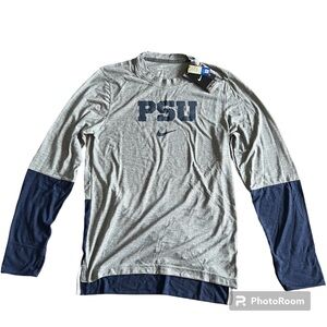 Nike PSU Long Sleeve Shirt Gray/Navy Blue Size S